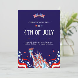 Cartão De Festividades Feliz 4 de julho | Estrelas e faixas azuis brancas