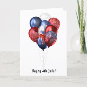 Cartão De Festividades Feliz 4 de julho Foto da família de balões de re