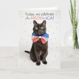 Cartão De Festividades Feliz 4 de julho para qualquer Gato Patriótico