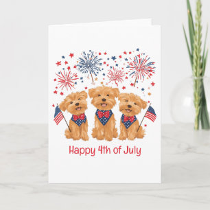 Cartão De Festividades Feliz 4 de Julho Yorkie Dogs