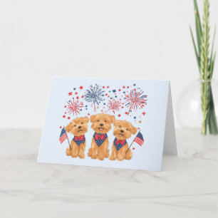Cartão De Festividades Feliz 4 De Julho, Yorkie Dogs