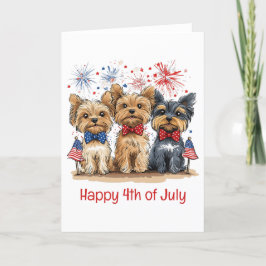 Cartão De Festividades Feliz 4 De Julho Yorkshire Terrier Dogs