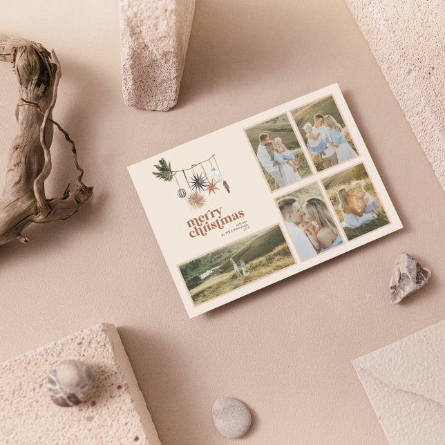 Cartão De Festividades Feliz 5 de Fotografia da Família Neutral Scandi Bo (Criador carregado)