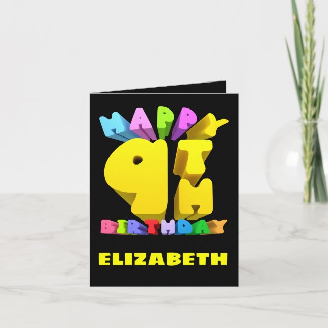 Cartão De Festividades Feliz 9.º Aniversário (Frente)