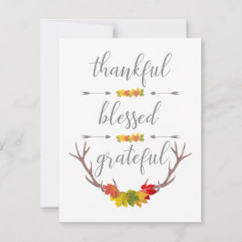 Cartão De Festividades Feliz Abençoado Grateful Fall Antler Ação de Graça