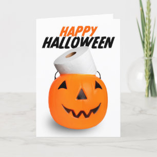 Cartão De Festividades Feliz Abóbora De Halloween Com Humor De Papel De B