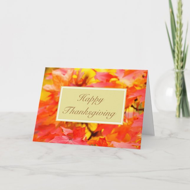 Cartão De Festividades Feliz Ação de Graças com outono deixa texto person (Frente)