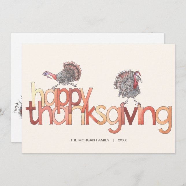 Cartão De Festividades Feliz Ação de Graças Tradicional Turquia Ação de G (Frente/Verso)