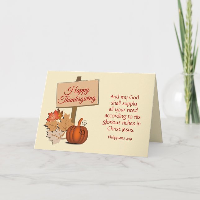 Cartão De Festividades FELIZ AGRADECIMENTO A Meu Deus... Entregará Phil 4 (Frente)