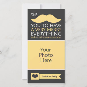 Cartão De Festividades Feliz Amarelo de bigode tudo Foto de Natal