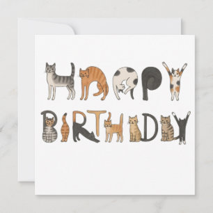 Cartão De Festividades Feliz aniversariante de gatos que escrevem cartas 