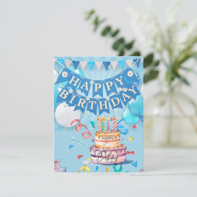 Cartão De Festividades Feliz aniversário (Em pé/Frente)