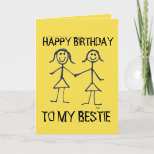 CARTÃO DE FESTIVIDADES FELIZ ANIVERSÁRIO BESTIE BF GREETING CARDS