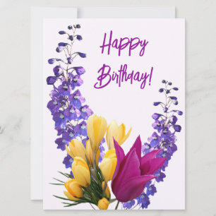 Cartão De Festividades Feliz aniversário bonito cor-de-rosa púrpura