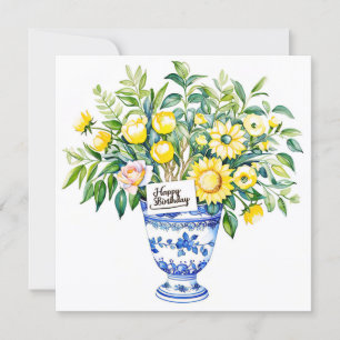 Cartão De Festividades Feliz aniversário & buquê de flores