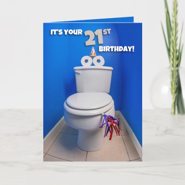 Cartão De Festividades Feliz aniversário de 21 anos Toilet Potty Humor (Frente)