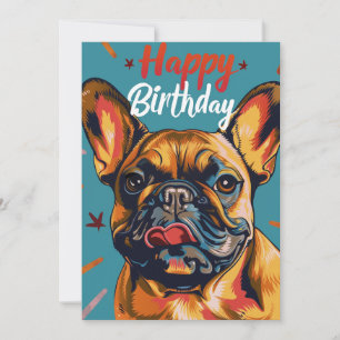 Cartão De Festividades Feliz Aniversário do Buldogue Francês