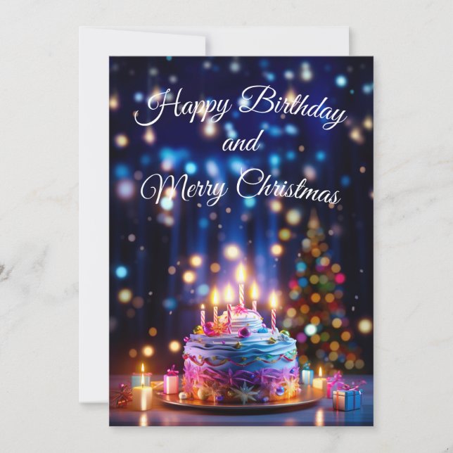 Cartão De Festividades Feliz aniversário e Feliz Natal (Frente)