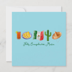 Cartão De Festividades Feliz Aniversário Espanhol Mexicano, Feliz Cumplea