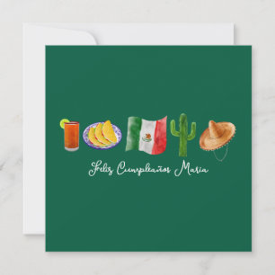 Cartão De Festividades Feliz Aniversário Espanhol Mexicano, Feliz Cumplea