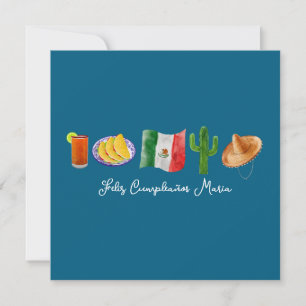 Cartão De Festividades Feliz Aniversário Espanhol Mexicano, Feliz Cumplea