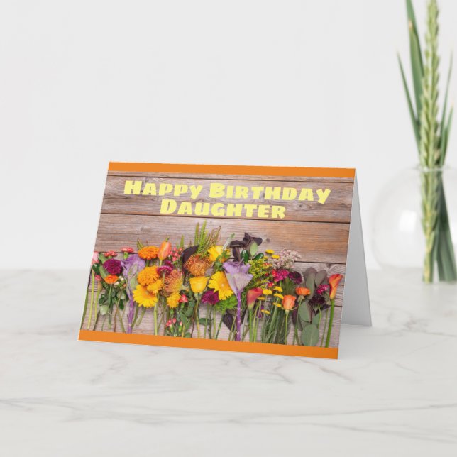 CARTÃO DE FESTIVIDADES FELIZ * ANIVERSÁRIO* FILHA TÃO ORGULHOSA DE "VOCÊ" (Frente)