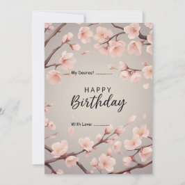 Cartão De Festividades Feliz Aniversário - Floral Digital Personalizável