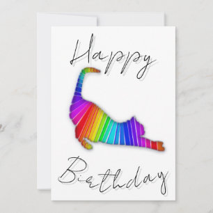Cartão De Festividades Feliz Aniversário Gato Arco-Íris