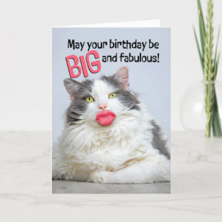 Cartão De Festividades Feliz Aniversário Gato Fabuloso Com Grandes Lábios