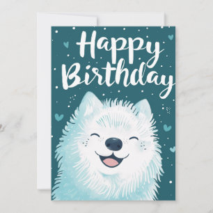 Cartão De Festividades Feliz Aniversário Gato Samoyed