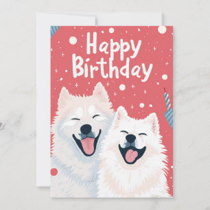 Cartão De Festividades Feliz Aniversário Gato Samoyed