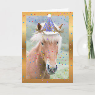 Cartão De Festividades Feliz Aniversário Islandês com Cavalo de Festa