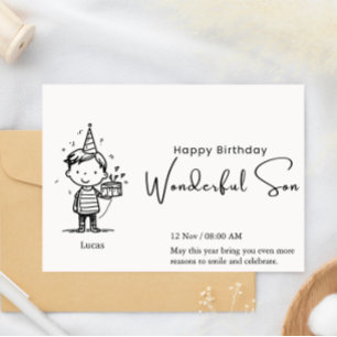 Cartão De Festividades Feliz aniversário maravilhoso filho