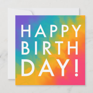 Cartão De Festividades Feliz Aniversário Moderno Pinta Arco-Íris Simple