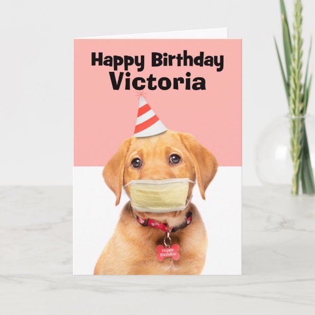 Cartão De Festividades Feliz Aniversário Nome Personalizado Puppy no Rost (Frente)