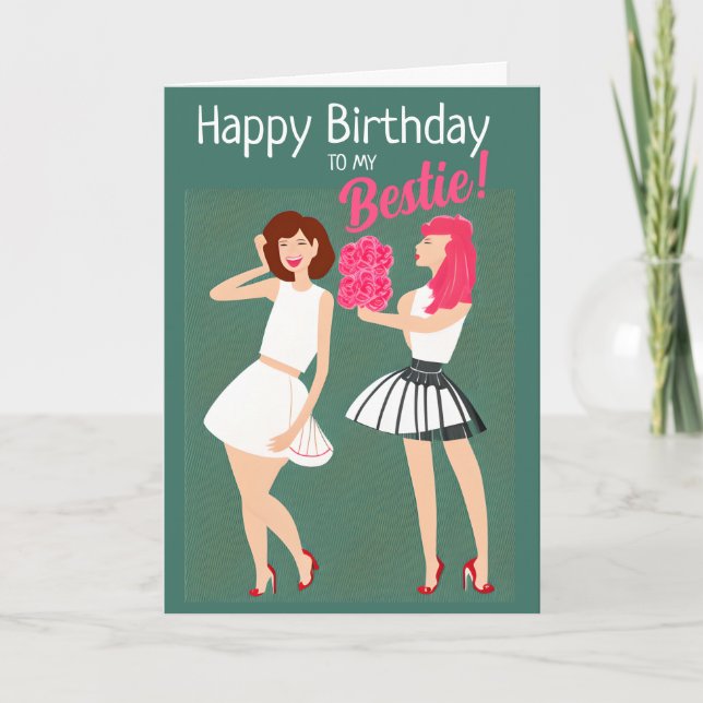 Cartão De Festividades Feliz aniversário para a minha Bestie (Frente)