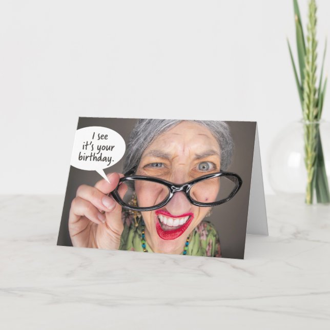 Cartão De Festividades Feliz Aniversário Para Qualquer Velhinha Engraçada (Frente)