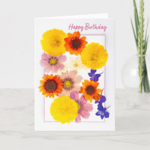 Cartão De Festividades Feliz Aniversário Para Quem Seca Flores Coloridas