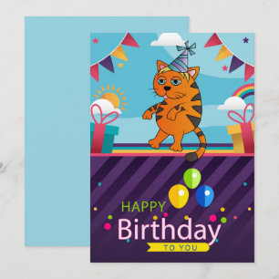 Cartão De Festividades Feliz aniversário para você Cat