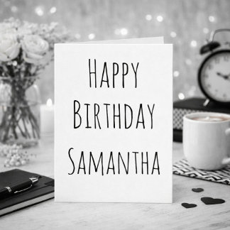 Cartão De Festividades Feliz Aniversário, Preto e Branco Para Ela