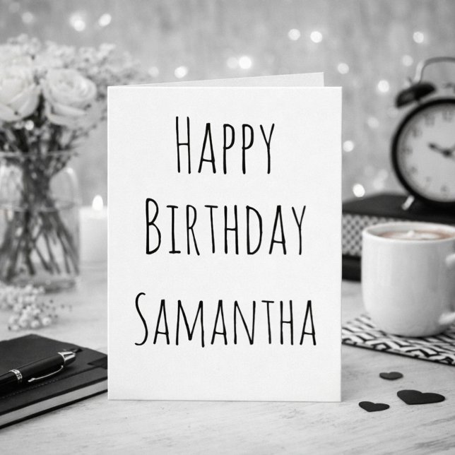 Cartão De Festividades Feliz Aniversário, Preto e Branco Para Ela (Criador carregado)