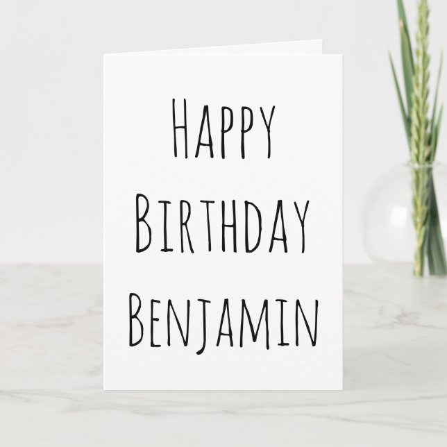 Cartão De Festividades Feliz aniversário, preto e branco para ele (Frente)