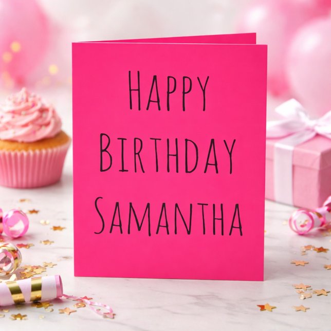 Cartão De Festividades Feliz Aniversário Rosa e Negro para Ela (Criador carregado)