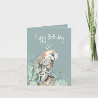Cartão De Festividades Feliz Aniversário, Son Barn Owl