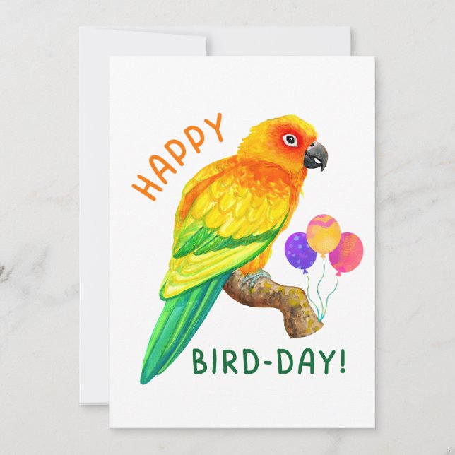 Cartão De Festividades Feliz Aniversário Sun Conure Parrot Bird (Frente)