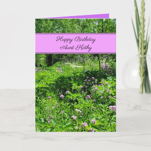 Cartão De Festividades Feliz aniversário Tia Flores e Stream (Frente)