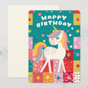 Cartão De Festividades Feliz Aniversário Unicórnio