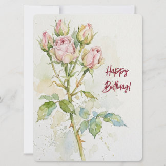Cartão De Festividades Feliz aniversário vinho íris aquarela floral amor