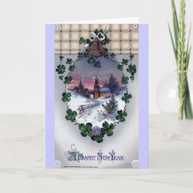 Cartão De Festividades Feliz ano novo 1914 Vintage (Frente)