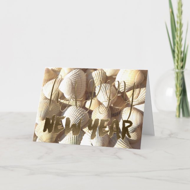 Cartão De Festividades Feliz ano novo 2018 Shells Summer Tropical Beach (Frente)